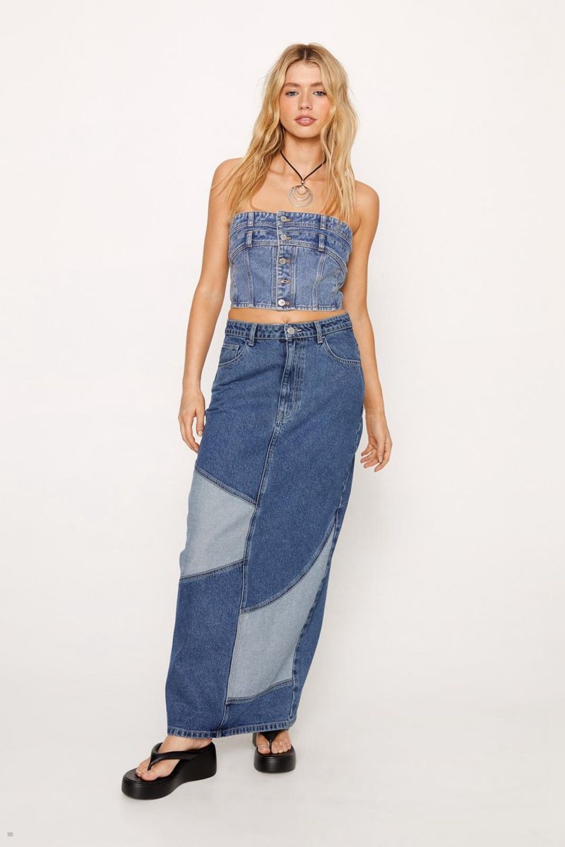 Sukně Nasty Gal Reverse Panel Denim Blankyt | CZ 4038-YGLZX