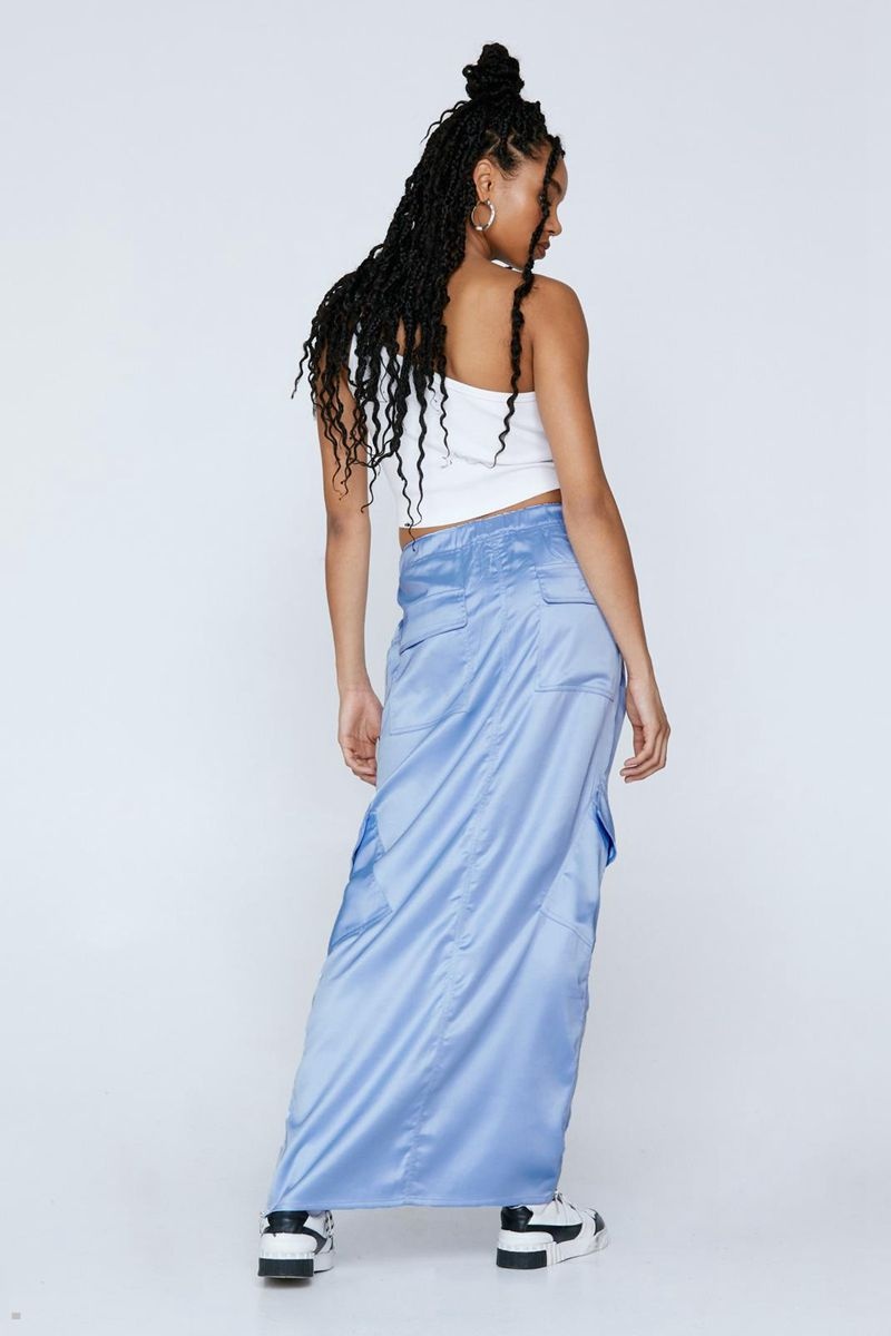 Sukně Nasty Gal Satin Mid Rise Cargo Maxi Fialové | CZ 1046-QOZVK