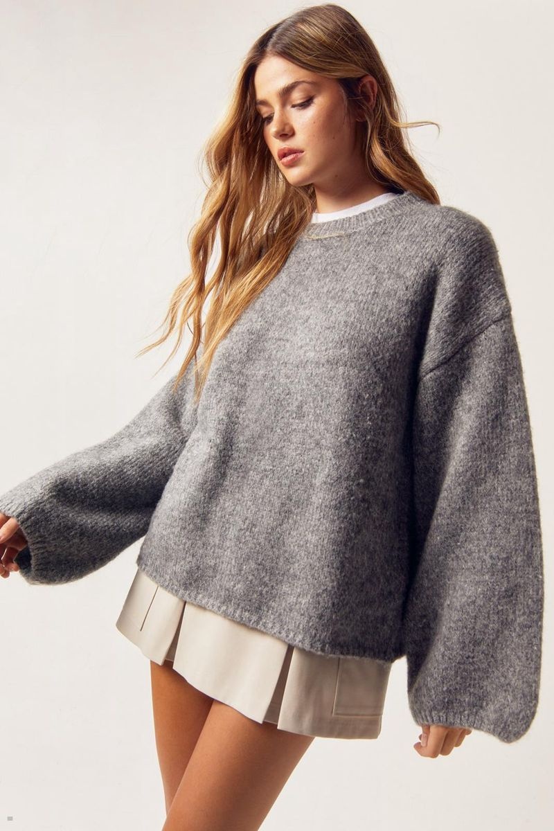 Svetry Nasty Gal Oversized Crew Neck Jumper Šedé | CZ 5816-ZBWPO