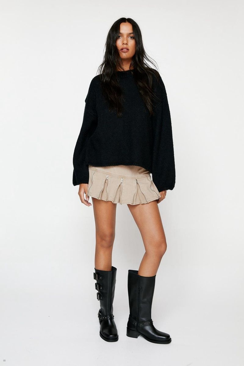 Svetry Nasty Gal Oversized Crew Neck Černé | CZ 3621-TLADO