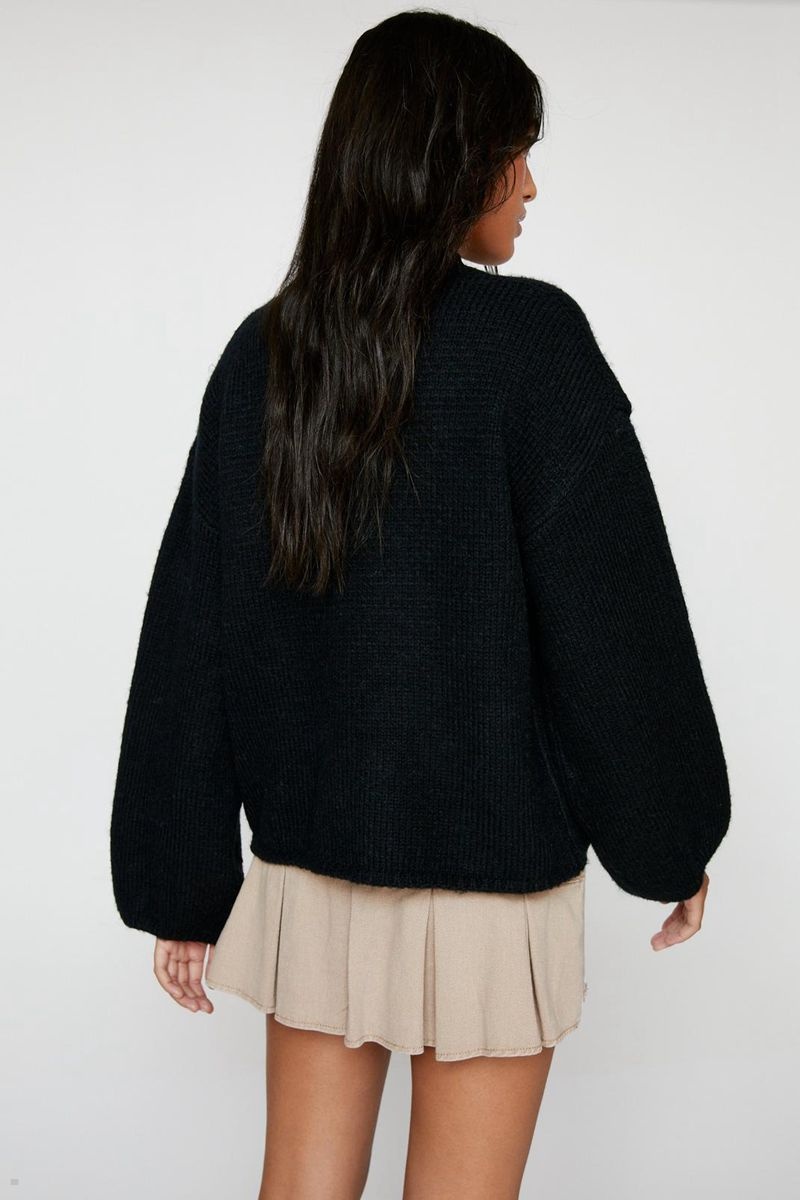 Svetry Nasty Gal Oversized Crew Neck Černé | CZ 3621-TLADO