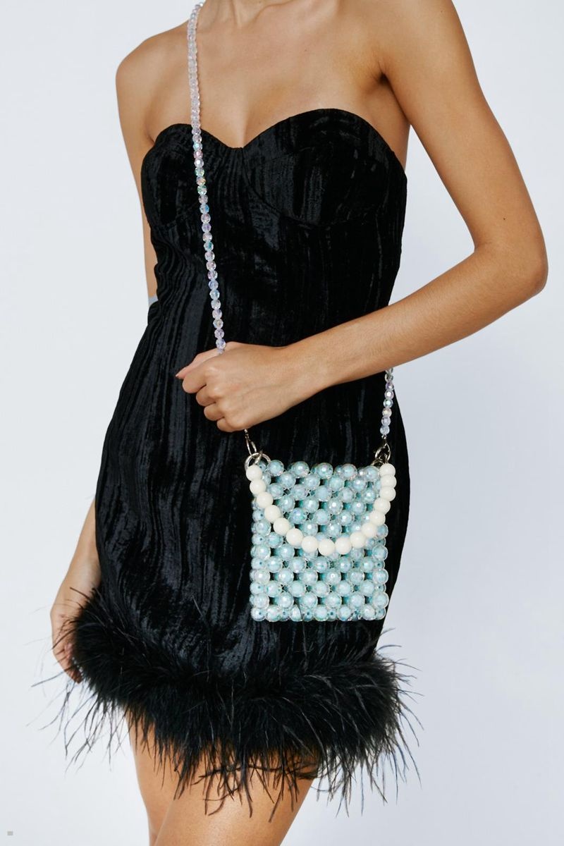 Tašky Nasty Gal Pearl Beaded Cross Body Mátově Zelená | CZ 6351-BENCO