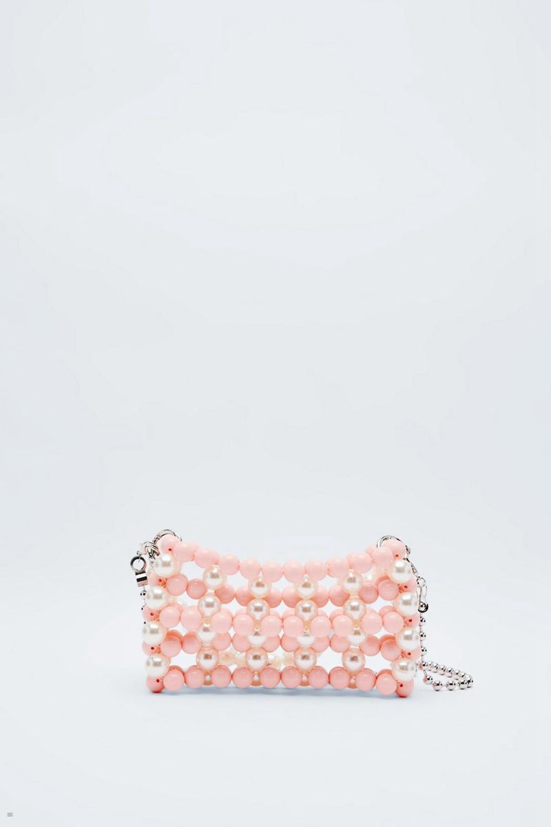 Tašky Nasty Gal Pearl Two Tone Beaded Růžové | CZ 2379-BPUMO