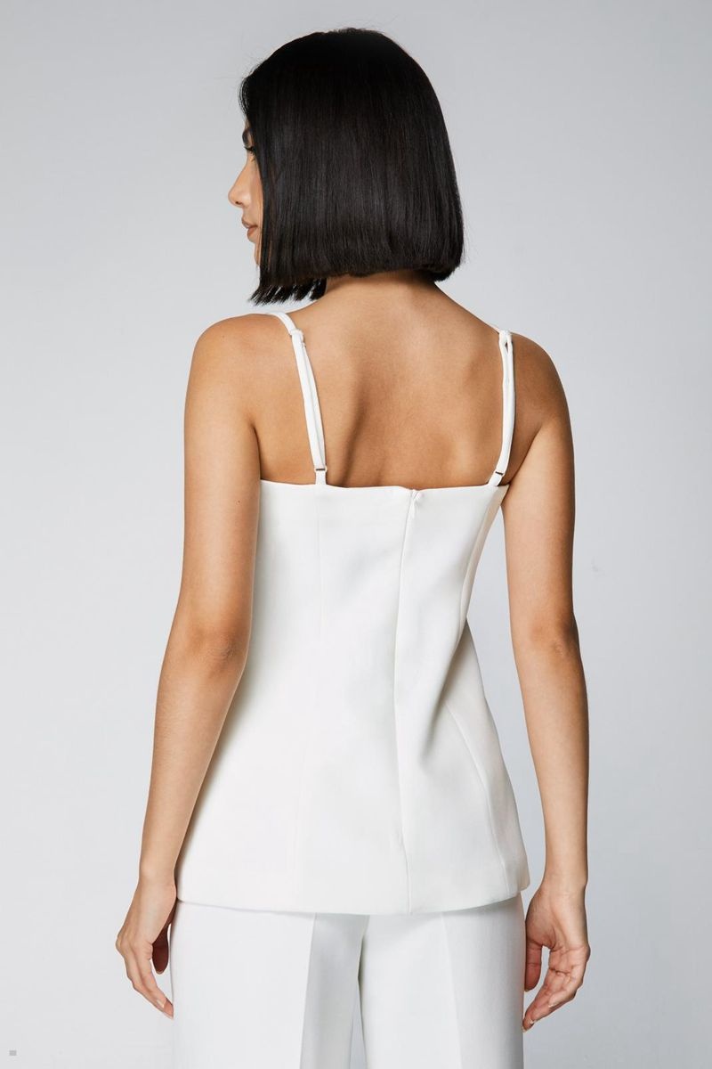 Topy Nasty Gal Premium Tailored Rouleau Button Detail Bílé | CZ 6273-MZNIY