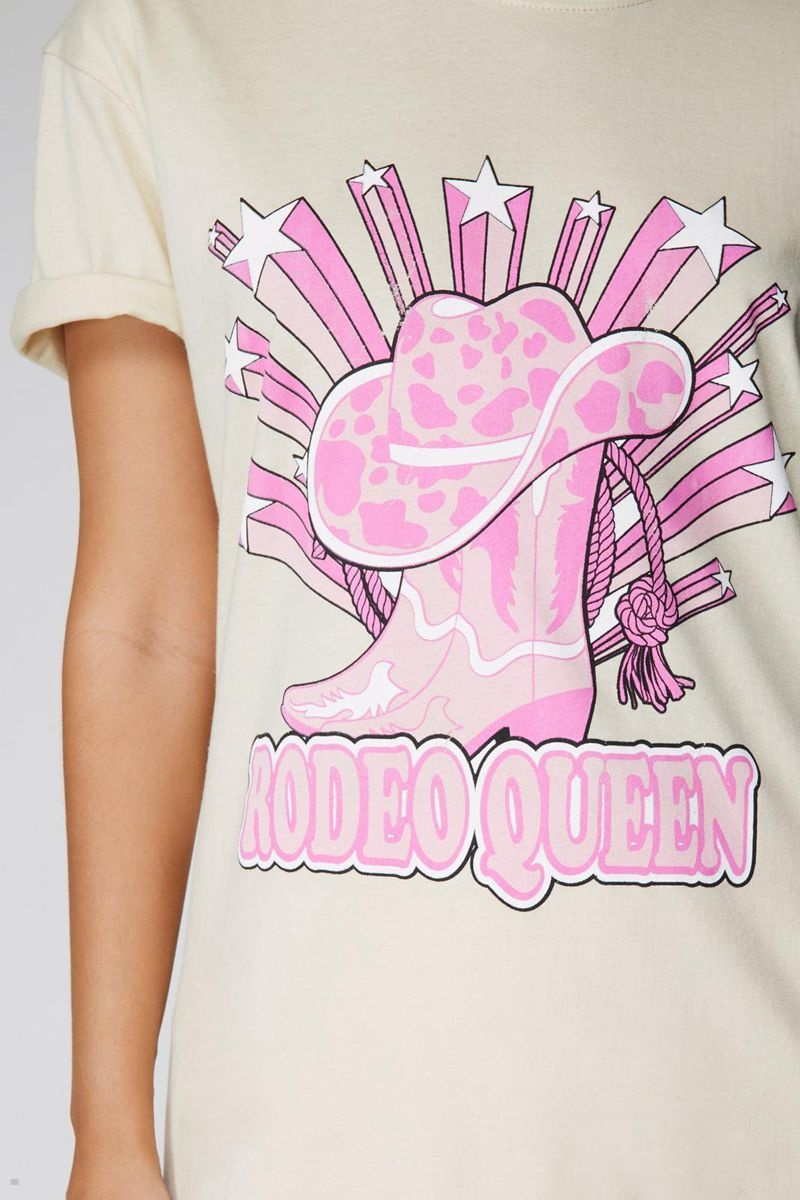 Tričko Nasty Gal Rodeo Queen Grafická Bílé | CZ 9582-YXPLN