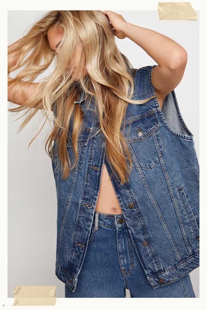 Vesta Nasty Gal Oversized Denim Jean Blankyt | CZ 1398-XNECW