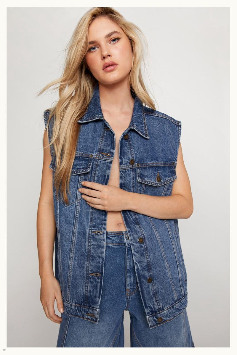 Vesta Nasty Gal Oversized Denim Jean Blankyt | CZ 1398-XNECW