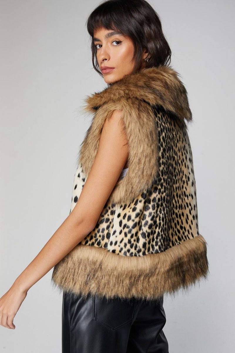 Vesta Nasty Gal Premium Leopard Faux Fur Trim Béžový | CZ 9768-NMKGH