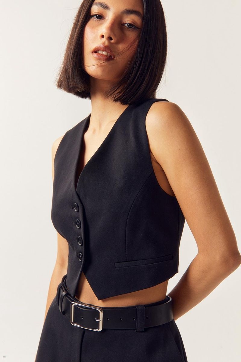 Vesta Nasty Gal Tailored Button Front Suit Černé | CZ 4193-WKEIJ