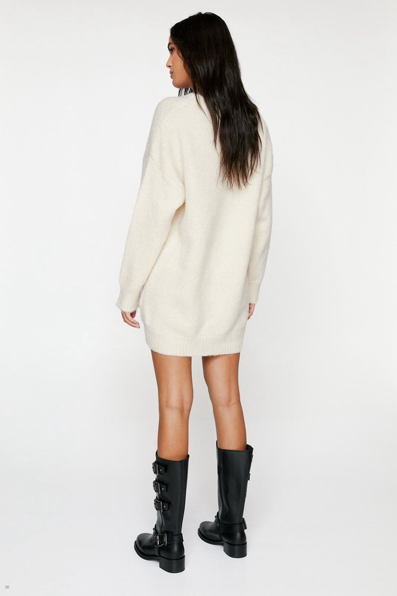 Šaty Nasty Gal Brushed Knit Crew Neck Jumper Bílé | CZ 3475-MGPTZ