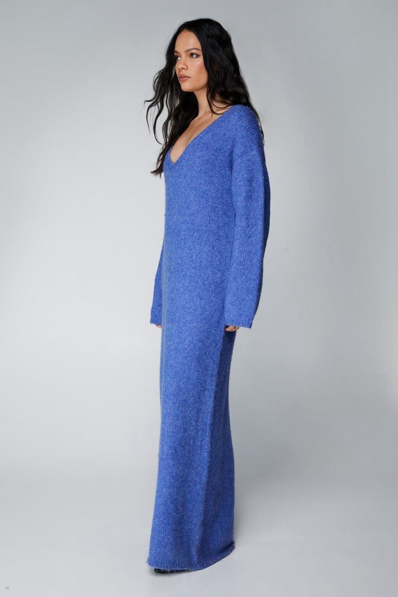 Šaty Nasty Gal Brushed Oversized Pletené Maxi Blankyt | CZ 1820-EQABS