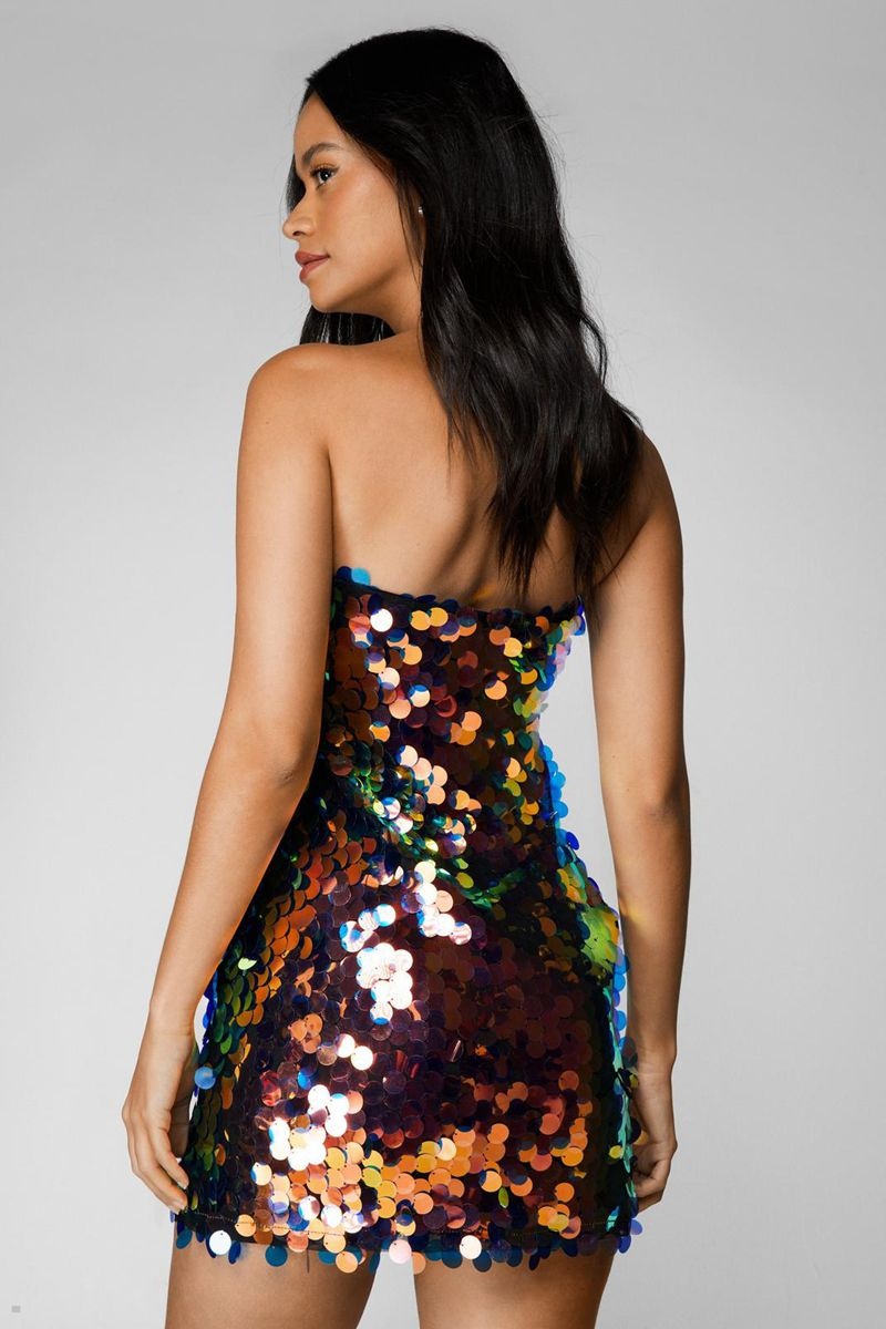 Šaty Nasty Gal Iridescent Mermaid Disc Sequin Mini Viacfarebný | CZ 8462-TOSKQ