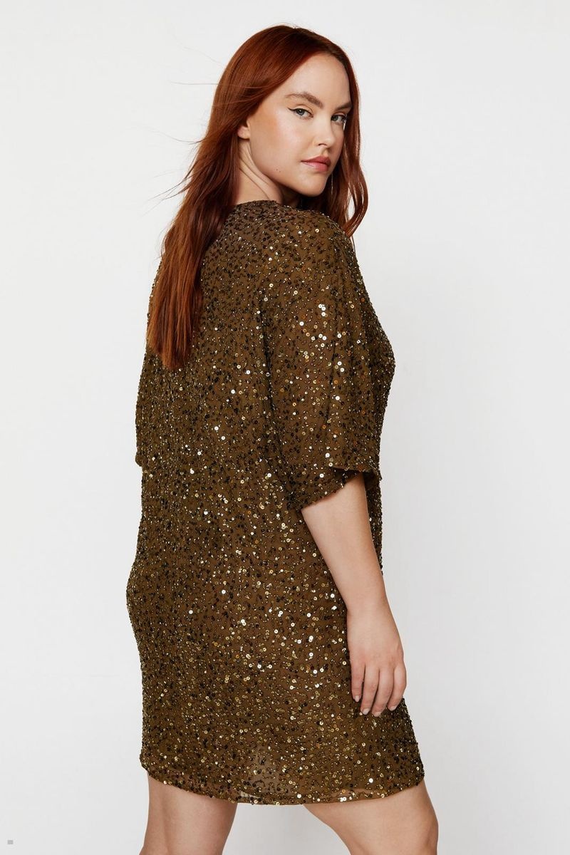 Šaty Nasty Gal Plus Velikost Cluster Sequin Slouch Shift Zlaté | CZ 0387-GVRUP