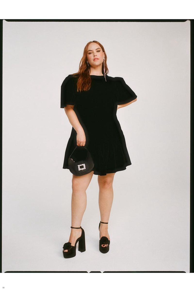 Šaty Nasty Gal Plus Velikost Structured Velvet Puff Sleeve Mini Černé | CZ 1372-HJBVD