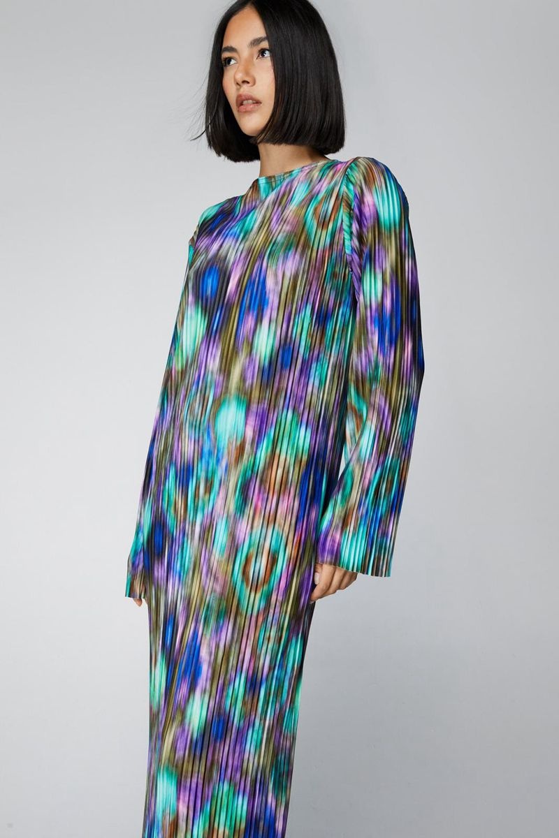Šaty Nasty Gal Printed Plisse Maxi Viacfarebný | CZ 2785-PGESJ