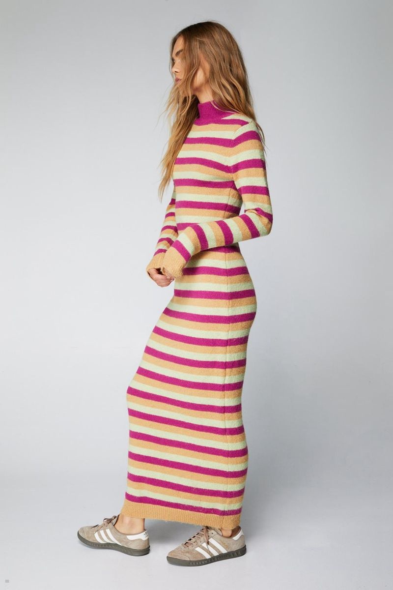 Šaty Nasty Gal Stripe Pletené Maxi Viacfarebný | CZ 8420-KUABZ